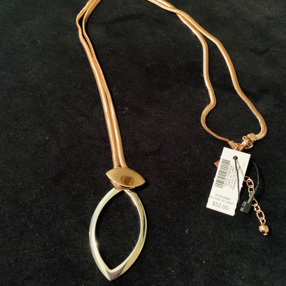 WHBM Silver & Rose Gold Leaf Pond Necklace NWT
